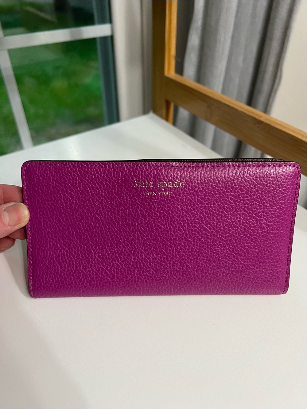 kate spade Magenta Leather Zip Around Wallet